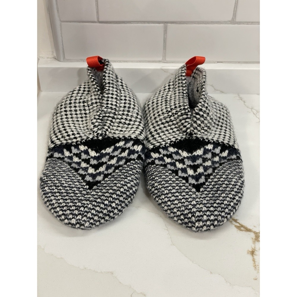 Bombas Gripper Slippers Kids Size Y2 1-5‎ Black White Wool Blend House Shoe Used